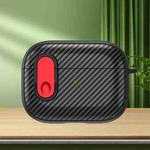 For AirPods Pro Carbon Fiber Texture Wireless Earphones Case with Security Lock(Red)