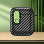 For AirPods 2 / 1 Carbon Fiber Texture Wireless Earphones Case with Security Lock(Green)