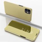 For iPhone 12 Pro Max Plated Mirror Horizontal Flip Leather Case with Holder(Gold)