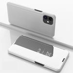 For iPhone 12 / 12 Pro Plated Mirror Horizontal Flip Leather Case with Holder(Silver)