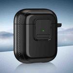 For AirPods 2 / 1 TPU + PC Wireless Earphones Case with Magnetic Switch(Black)