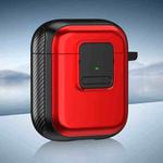 For AirPods 2 / 1 TPU + PC Wireless Earphones Case with Magnetic Switch(Red)