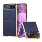 For Motorola Razr 40 Nano Electroplating Dual Color Cowhide Texture Protective Phone Case(Blue)