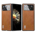 For Xiaomi Mix Fold 3 ABEEL Dual Color Cowhide Texture PU Phone Case(Brown)