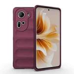For OPPO Reno11 5G Global Magic Shield TPU + Flannel Phone Case(Wine Red)