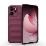 For OPPO Reno14 5G Global Magic Shield TPU + Flannel Phone Case(Wine Red)