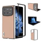 For Xiaomi Mix Fold 4 ABEEL Genuine Leather + PC Litchi Texture Phone Case(Pink Gold)