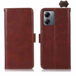 For Motorola Moto G14 4G Magnetic Crazy Horse Texture Genuine Leather Phone Case(Brown)