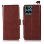 For Motorola Edge 50 Neo Magnetic Crazy Horse Texture Genuine Leather RFID Phone Case(Brown)