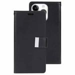 For iPhone 15 Pro GOOSPERY RICH DIARY Crazy Horse Texture Leather Phone Case(Black)