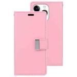 For iPhone 15 Pro GOOSPERY RICH DIARY Crazy Horse Texture Leather Phone Case(Pink)