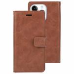 For iPhone 15 Pro GOOSPERY MANSOOR DIARY 9 Card Slots Leather Phone Case(Brown)