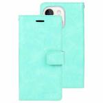 For iPhone 15 Plus GOOSPERY MANSOOR DIARY 9 Card Slots Leather Phone Case(Mint Green)