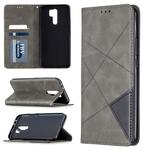 For Xiaomi Redmi 9 Rhombus Texture Horizontal Flip Magnetic Leather Case with Holder & Card Slots & Wallet(Grey)
