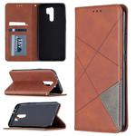 For Xiaomi Redmi 9 Rhombus Texture Horizontal Flip Magnetic Leather Case with Holder & Card Slots & Wallet(Brown)