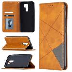 For Xiaomi Redmi 9 Rhombus Texture Horizontal Flip Magnetic Leather Case with Holder & Card Slots & Wallet(Yellow)