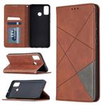 For Huawei Honor 9X Lite Rhombus Texture Horizontal Flip Magnetic Leather Case with Holder & Card Slots & Wallet(Brown)