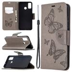 For Huawei Honor 9X Lite Two Butterflies Embossing Pattern Horizontal Flip Leather Case with Holder & Card Slot & Wallet & Lanyard(Grey)