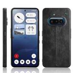 For Nothing Phone 3a Cow Pattern Sewing Back Cover Phone Case(Black)