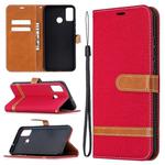 For Huawei Honor 9X Lite Color Matching Denim Texture Horizontal Flip Leather Case with Holder & Card Slots & Wallet & Lanyard(Red)