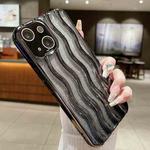 For iPhone 15 Wave Texture Electroplated TPU Glitter Powder Phone Case(Black)