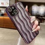 For iPhone 13 Wave Texture Electroplated TPU Glitter Powder Phone Case(Purple)