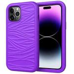 For iPhone 15 Pro Max Wave Pattern 3 in 1 Silicone + PC Phone Case(Purple)