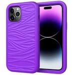 For iPhone 15 Pro Wave Pattern 3 in 1 Silicone + PC Phone Case(Purple)