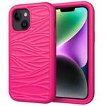 For iPhone 15 Plus Wave Pattern 3 in 1 Silicone + PC Phone Case(Hot Pink)