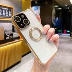 For iPhone 15 CD Texture MagSafe Electroplated TPU Phone Case(Gold)