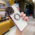 For iPhone 14 Pro CD Texture MagSafe Electroplated TPU Phone Case(Purple)