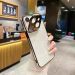 For iPhone 15 Electroplated Lens Protectoin Holder TPU Phone Case(Black)