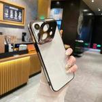 For iPhone 12 Electroplated Lens Protectoin Holder TPU Phone Case(Black)