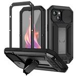 For iPhone 15 R-JUST Sliding Camera Life Waterproof Holder Phone Case(Black)