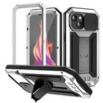 For iPhone 15 R-JUST Sliding Camera Life Waterproof Holder Phone Case(Silver)