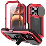 For iPhone 16 Pro R-JUST Sliding Camera IP54 Life Waterproof Holder Phone Case(Red)