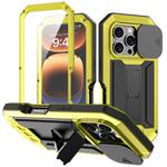 For iPhone 16 Pro Max R-JUST Sliding Camera IP54 Life Waterproof Holder Phone Case(Yellow)