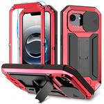 For iPhone 16e R-JUST Sliding Camera IP54 Life Waterproof Holder Phone Case(Red)