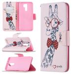 For Xiaomi Redmi 9 Colored Drawing Pattern Horizontal Flip Leather Case with Holder & Card Slots & Wallet(Giraffe)