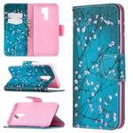 For Xiaomi Redmi 9 Colored Drawing Pattern Horizontal Flip Leather Case with Holder & Card Slots & Wallet(Plum Blossom)