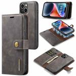 For iPhone 15 DG.MING Crazy Horse Texture Detachable Magnetic Leather Phone Case(Grey)