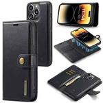 For iPhone 15 Pro DG.MING Crazy Horse Texture Detachable Magnetic Leather Phone Case(Black)