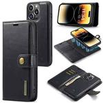 For iPhone 15 Pro Max DG.MING Crazy Horse Texture Detachable Magnetic Leather Phone Case(Black)