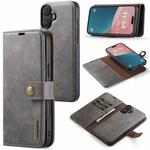 For iPhone 16 Plus DG.MING Crazy Horse Texture Detachable Magnetic Leather Phone Case(Grey)