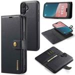 For iPhone 16 DG.MING Crazy Horse Texture Detachable Magnetic Leather Phone Case(Black)