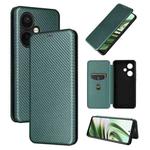 For OnePlus Nord CE 3 Carbon Fiber Texture Flip Leather Phone Case(Green)