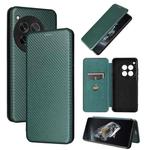 For OnePlus 12 Carbon Fiber Texture Flip Leather Phone Case(Green)