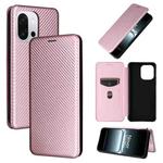 For OnePlus 13T Carbon Fiber Texture Flip Leather Phone Case(Pink)