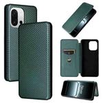 For OnePlus 13T Carbon Fiber Texture Flip Leather Phone Case(Green)