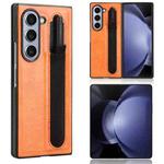 For Samsung Galaxy Z Fold6 Vintage Texture Phone Case with Pen Slot(Brown)